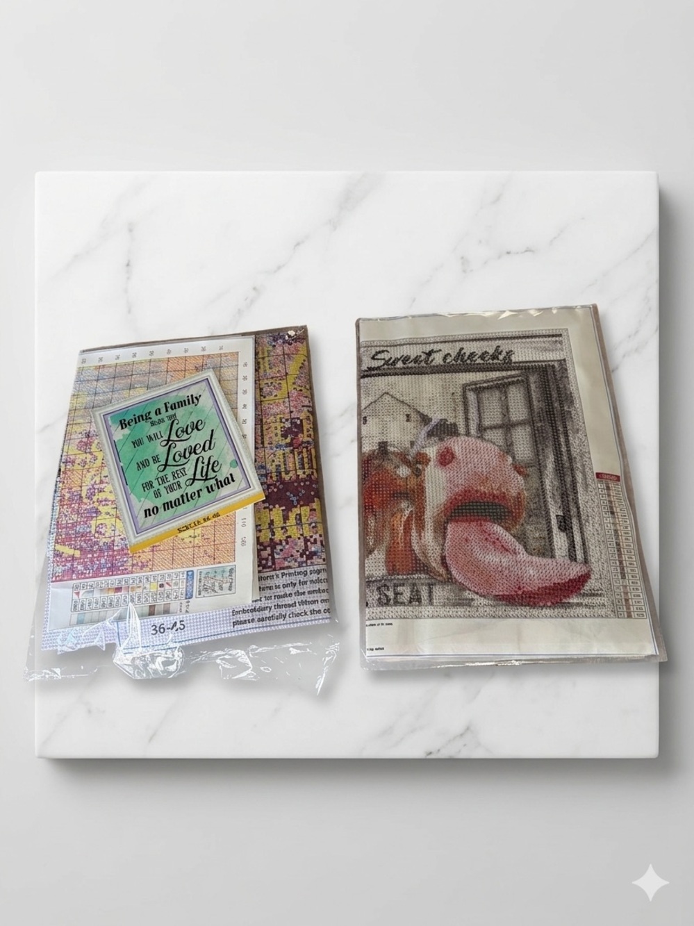 NEW 2pc Craft Bundle: Cow Cross Stitch & Family Diamond Art